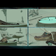 Four pictures of lounging Alligator Loki in his pool in different poses.